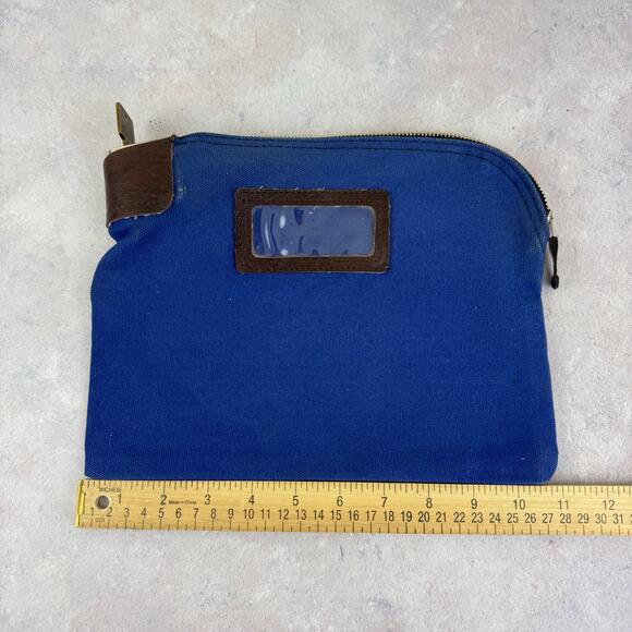 Lot 1 Vintage Locking Night Deposit Bank Money Bag 7 Pin Tumbler & 4 Small Bags - Picture 10 of 16